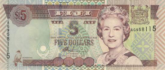 Fiji 5 dollar 2002 p.105b